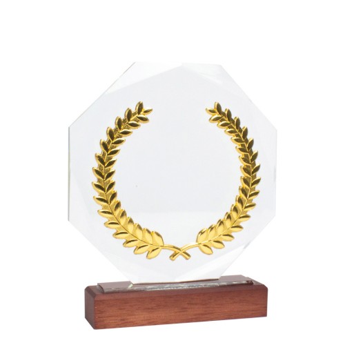 Trofeo Galvano de Madera, Cristal y Acero 